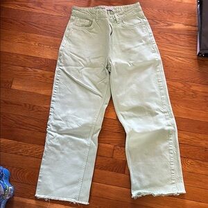 Mint Green Wide-Leg Jeans